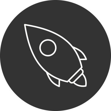 Roket Doldurulmuş Doğrusal Vektör Simgesi Tasarımı