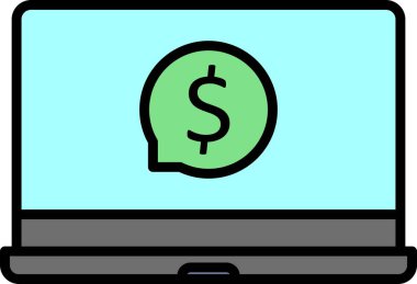 Laptop Doğrusal Vektör Simgesi Tasarımı