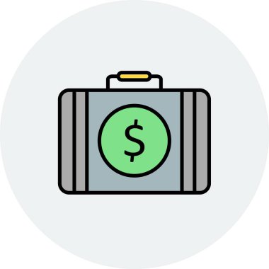 Evrak Çantası Dolu Doğrusal Vektör Simgesi Tasarımı