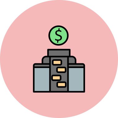 Ofis Binası Doğrusal Vektör Simgesi Tasarımı