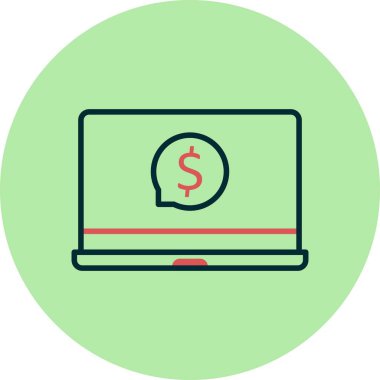 Dizüstü Bilgisayarlı Doğrusal Vektör Simgesi Tasarımı