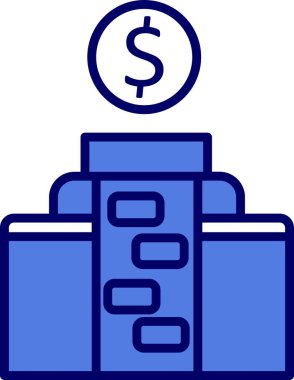 Ofis Binası Doğrusal Vektör Simgesi Tasarımı