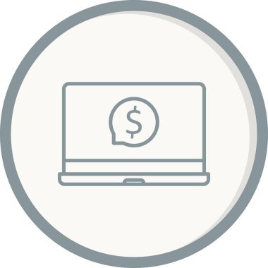 Dizüstü Bilgisayarlı Doğrusal Vektör Simgesi Tasarımı