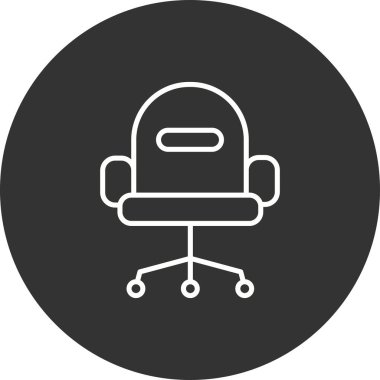 Ofis Sandalyesi Doğrusal Vektör Simgesi Tasarımı