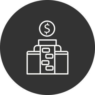 Ofis Binası Doğrusal Vektör Simgesi Tasarımı