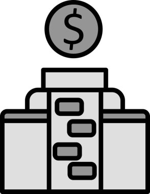 Ofis Binası Doğrusal Vektör Simgesi Tasarımı