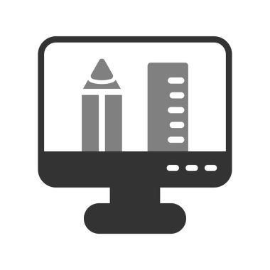 Bilgisayar monitörü vektör ince çizgi simgesi 