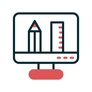 Bilgisayar monitörü vektör ince çizgi simgesi 