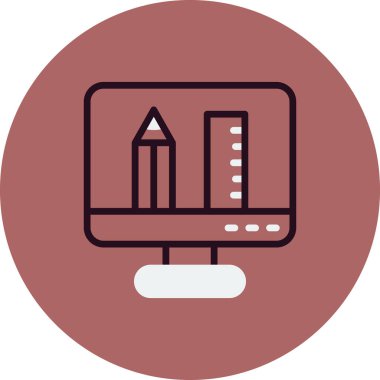 Bilgisayar monitörü vektör ince çizgi simgesi 