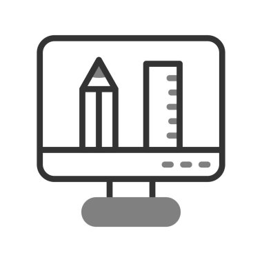 Bilgisayar monitörü vektör ince çizgi simgesi 