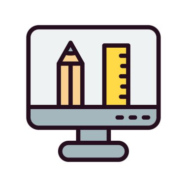 Bilgisayar monitörü vektör ince çizgi simgesi 