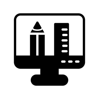 Bilgisayar monitörü vektör ince çizgi simgesi 