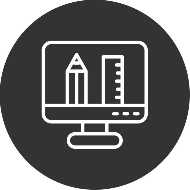 Bilgisayar monitörü vektör ince çizgi simgesi 