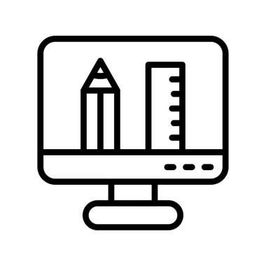 Bilgisayar monitörü vektör ince çizgi simgesi 