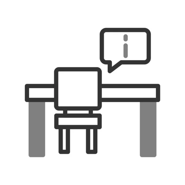 Table Travail Chaise Bureau Point Exclamation Illustration Vectorielle Bureau — Image vectorielle