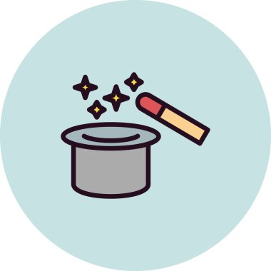 sihirli değnek ve şapka, basit vektör çizimi