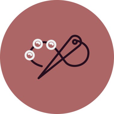 İplik ve boncuk vektör simgesi ile iğne dikiliyor 