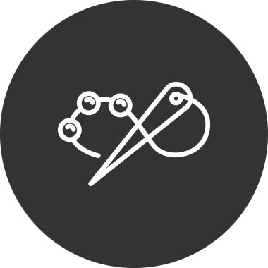 İplik ve boncuk vektör simgesi ile iğne dikiliyor 