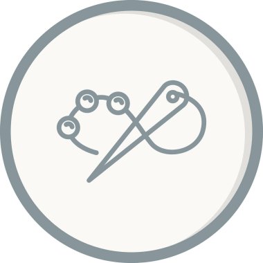 İplik ve boncuk vektör simgesi ile iğne dikiliyor 