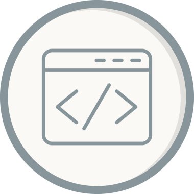 Kodlama simgesi izole edildi, vektör illüstrasyonu dolduruldu