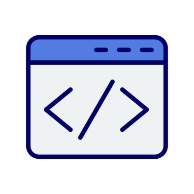 Kodlama simgesi izole edildi, vektör illüstrasyonu dolduruldu