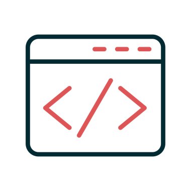 Kodlama simgesi izole edildi, vektör illüstrasyonu dolduruldu