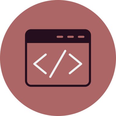 Kodlama simgesi izole edildi, vektör illüstrasyonu dolduruldu