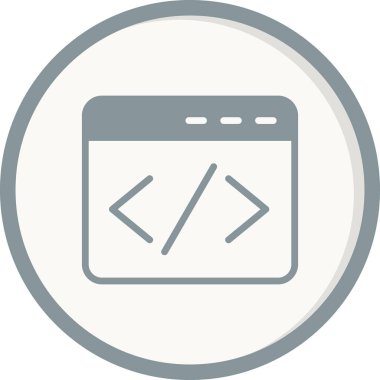 Kodlama simgesi izole edildi, vektör illüstrasyonu dolduruldu