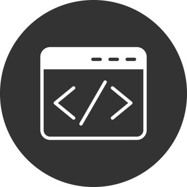 Kodlama simgesi izole edildi, vektör illüstrasyonu dolduruldu