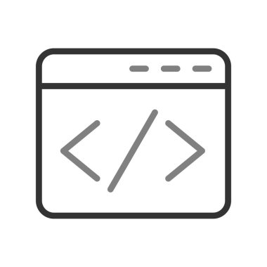 Kodlama simgesi izole edildi, vektör illüstrasyonu dolduruldu