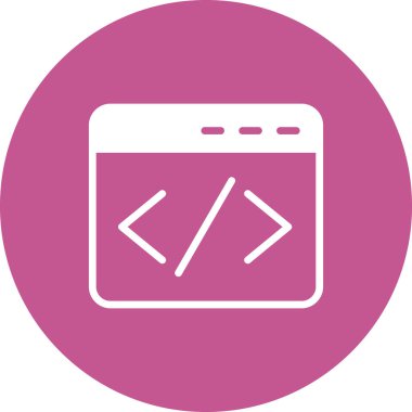 Kodlama simgesi izole edildi, vektör illüstrasyonu dolduruldu