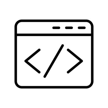 Kodlama simgesi izole edildi, vektör illüstrasyonu dolduruldu