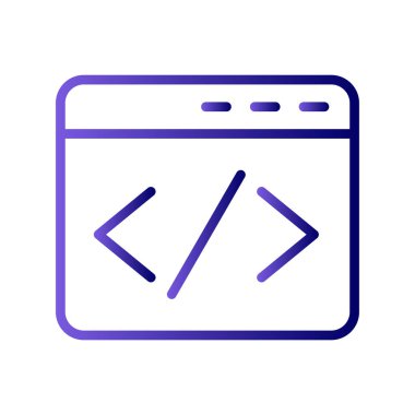 Kodlama simgesi izole edildi, vektör illüstrasyonu dolduruldu