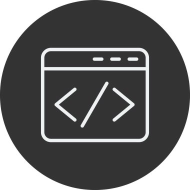 Kodlama simgesi izole edildi, vektör illüstrasyonu dolduruldu