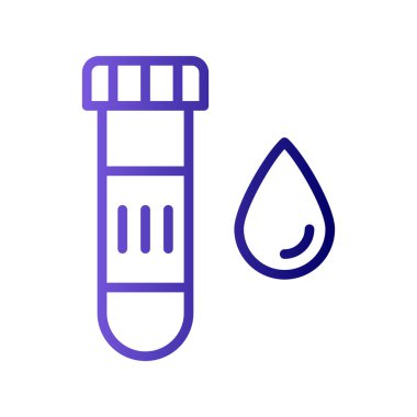 kan testi ikonu, test tüpü ve kan damlası vektörü