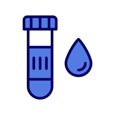 kan testi ikonu, test tüpü ve kan damlası vektörü