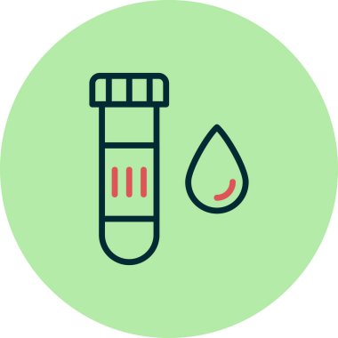 kan testi ikonu, test tüpü ve kan damlası vektörü