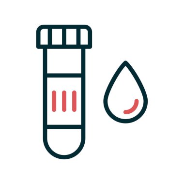 kan testi ikonu, test tüpü ve kan damlası vektörü