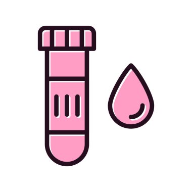 kan testi ikonu, test tüpü ve kan damlası vektörü