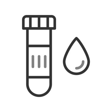 kan testi ikonu, test tüpü ve kan damlası vektörü