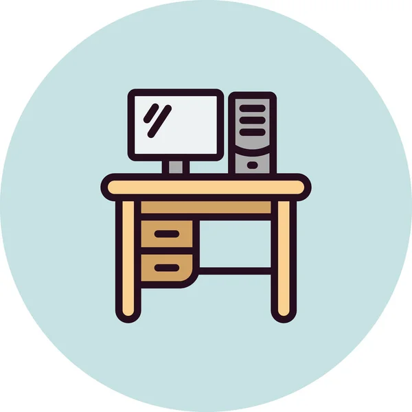 Arbeitstisch Schreibtisch Computermonitor Bürovektorillustration — Stockvektor