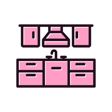 Mutfak mobilyası, kabine, basit vektör illüstrasyonu 