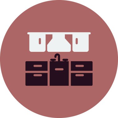 Mutfak mobilyası, kabine, basit vektör illüstrasyonu 