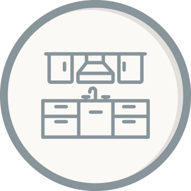 Mutfak mobilyası, kabine, basit vektör illüstrasyonu 