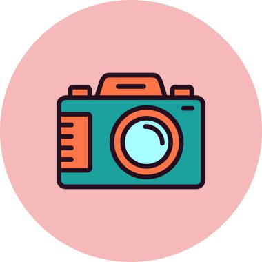 Kamera simgesi vektörü. düz biçim.