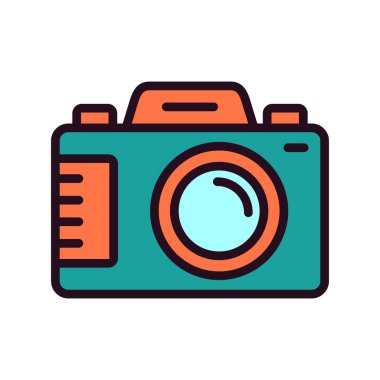 Kamera simgesi vektörü. düz biçim.