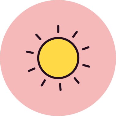 Basit güneş simgesi, vektör illüstrasyonu 