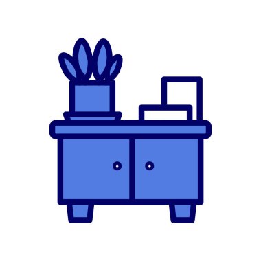 düz mobilya, kabine, basit vektör illüstrasyonu 