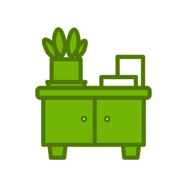 düz mobilya, kabine, basit vektör illüstrasyonu 