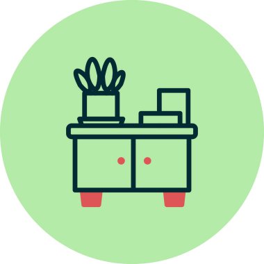 düz mobilya, kabine, basit vektör illüstrasyonu 